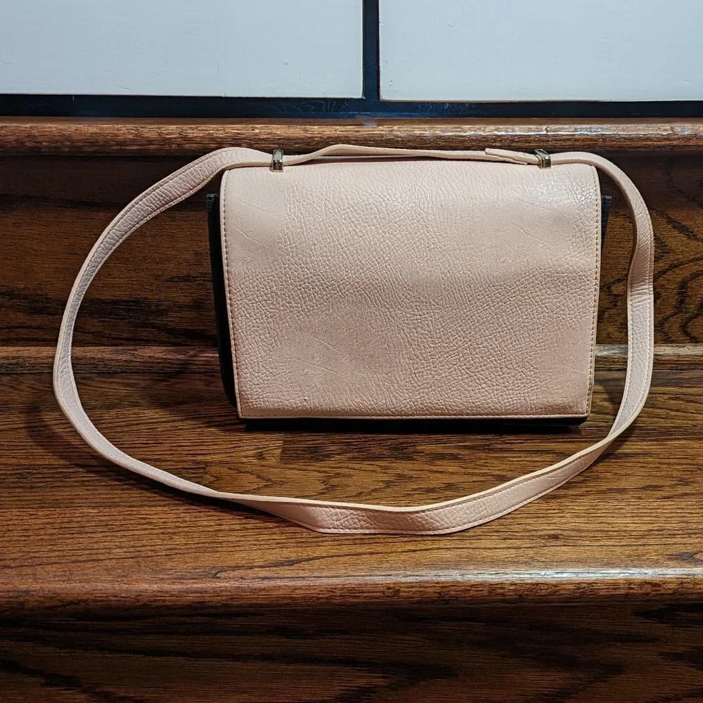 Olivia & Joy NY cream and black magnetic flap shoulder bag